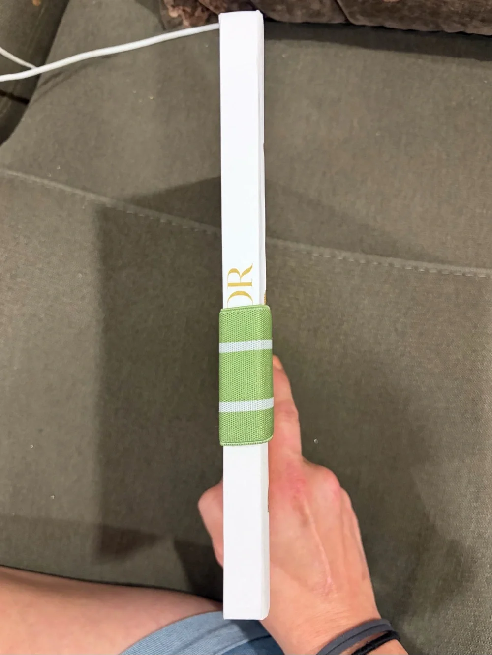 Dior White Notebook with Green Christian Dior Elastic Band